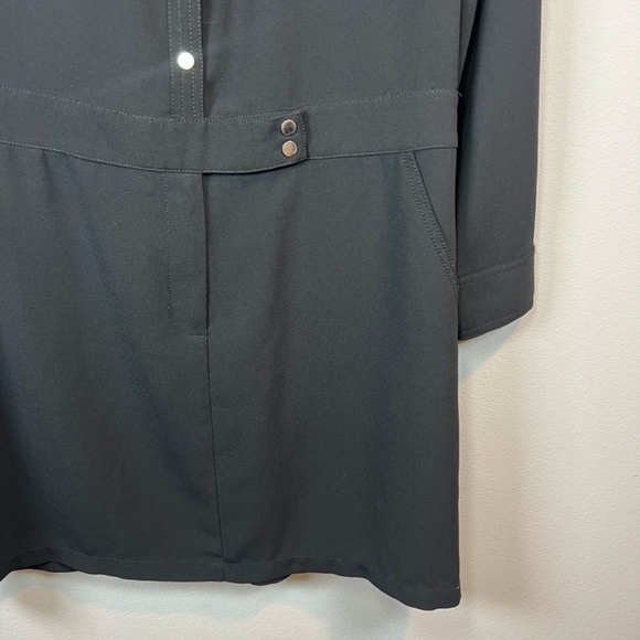 Cache Women's Mini Shirt Dress Black  Roll Tab Long Button Front V-Neck  Size 10 - Picture 8 of 16